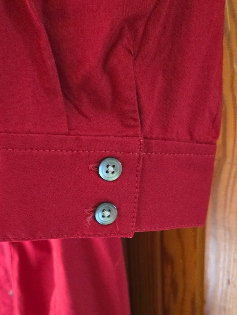 Express Red Button-Front Ruched Shirt Dress - Picture 7 of 9